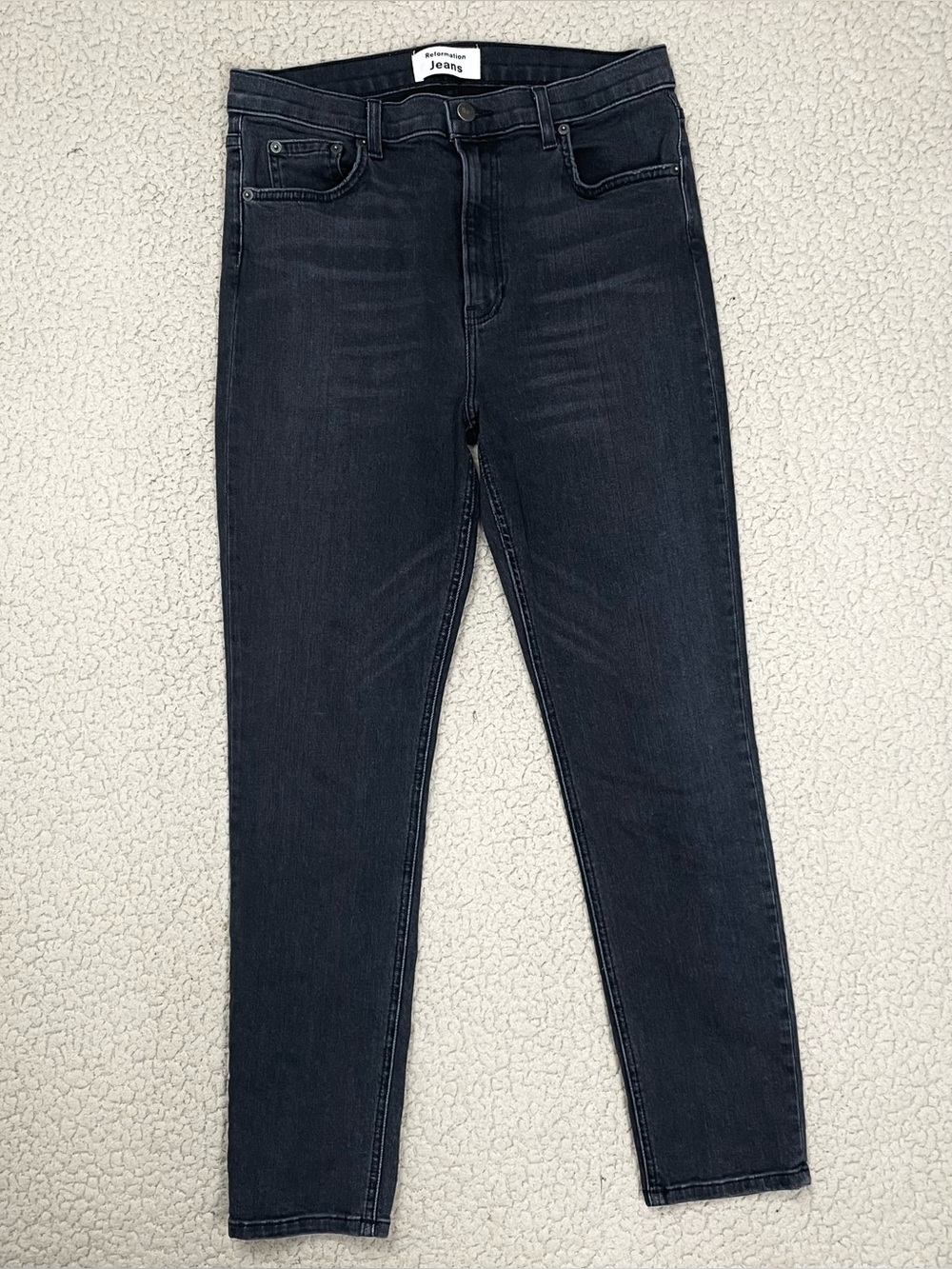 Reformation High & Skinny Crop Avalon Black Wash Jeans